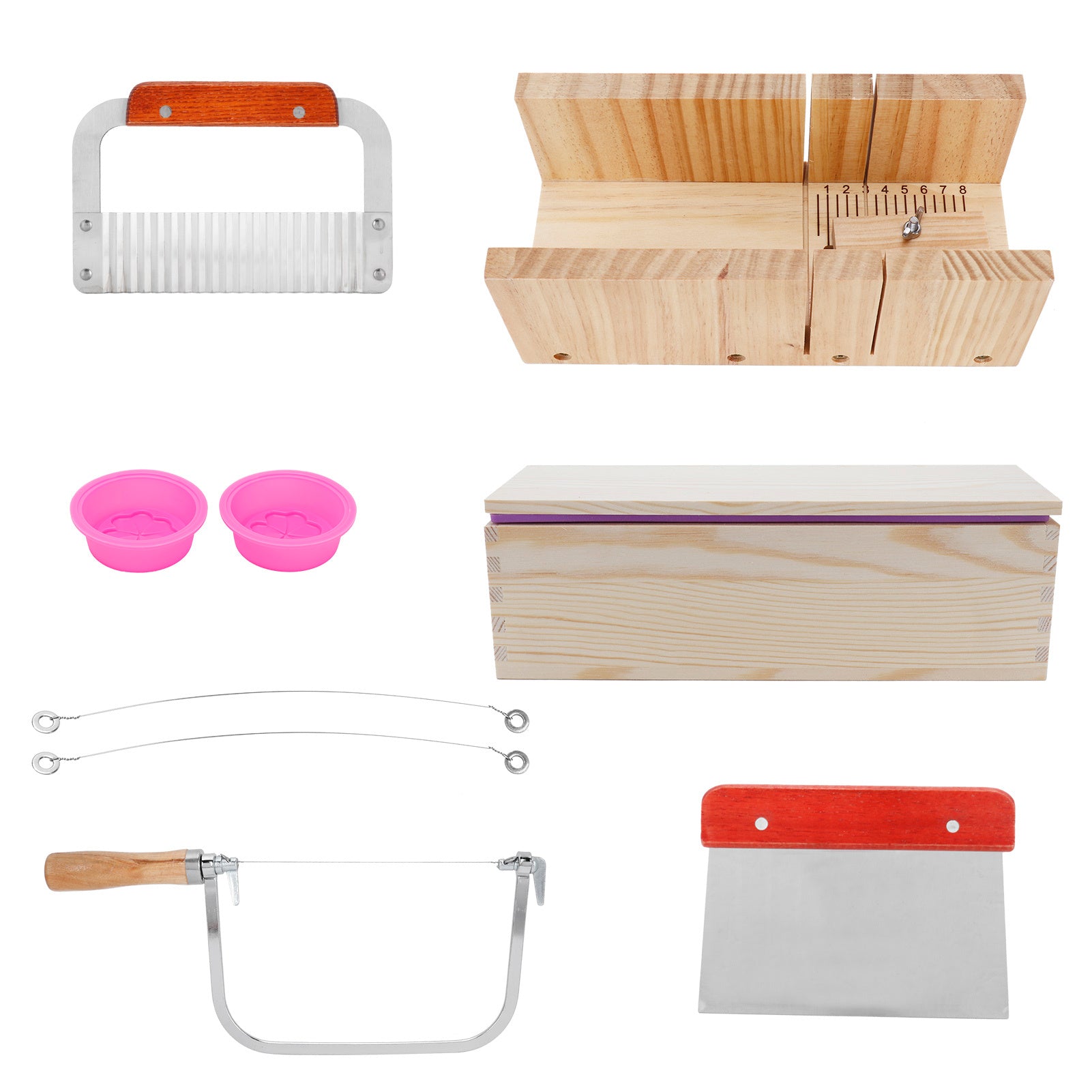 9PCS/Set 1200ml Silicone Soap Molds Kit Wood Bread Cutter DIY Soap Making Cutting Tool