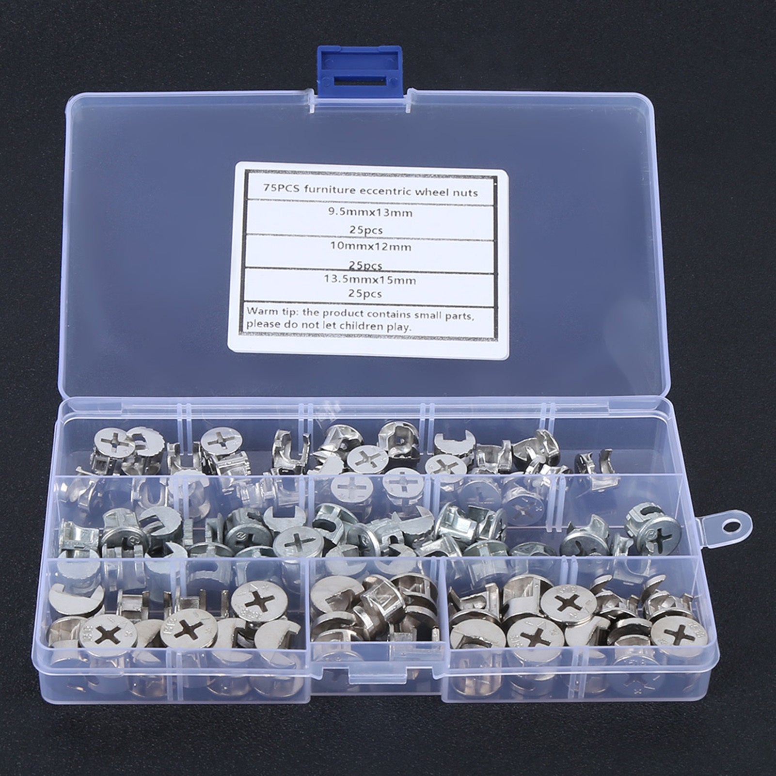 75Pcs Cam Nut & Eccentric Wheel Set – 3-in-1 Furniture Connector Fastener Kit