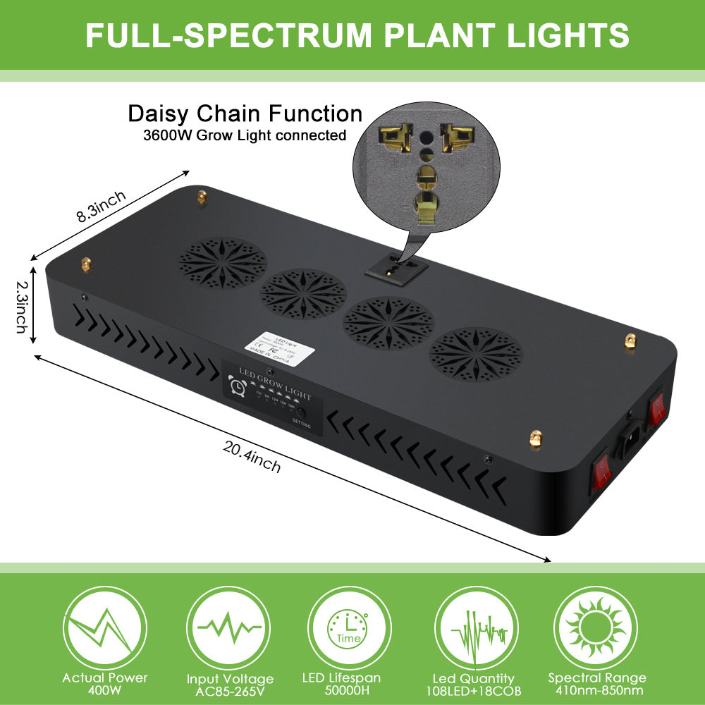 3600W LED Grow Light Dual Control & Timer | Full Spectrum Plant Lamp for Indoor Growing
