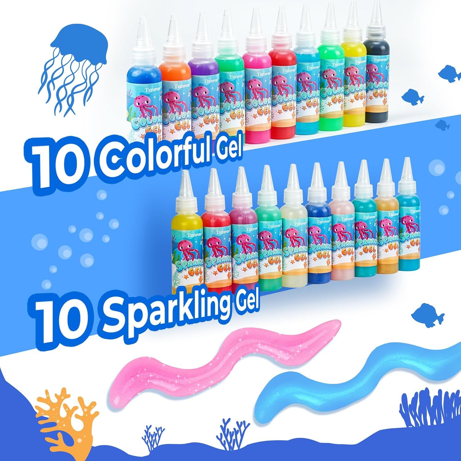 Kids DIY Soft Rubber Pet Craft Kit: 20 Gel Toys & 5 Molds - Creative Sensory Activity Set - Perfect Birthday Party Gift for Children