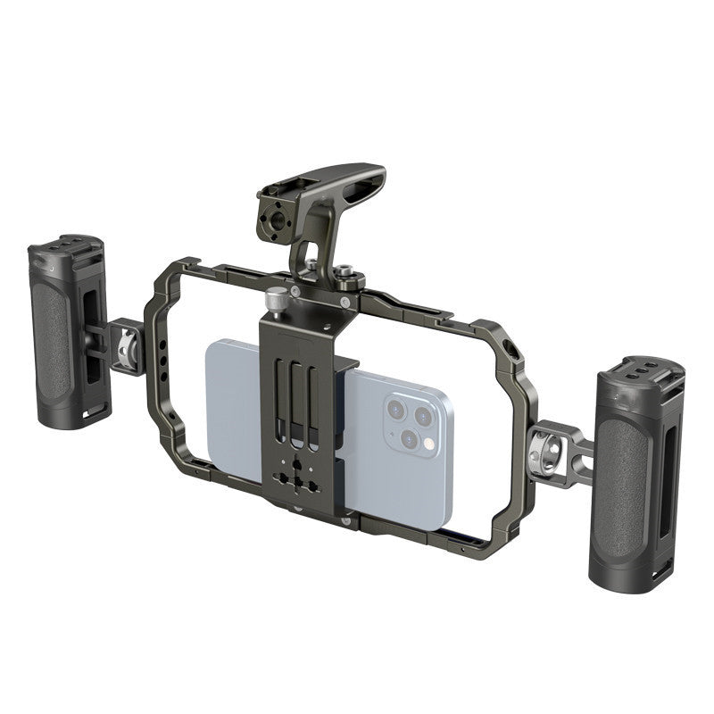 Two-Handed Rabbit Cage Kit – Stabilizer for Video Shooting, Vlogging & Filmmaking, with microphone, light and tripod