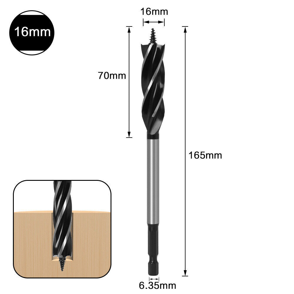 11 Pcs High-Carbon Steel Fast Cut Wood Auger Wood Drill Bit Tools Set 10-35MM UK