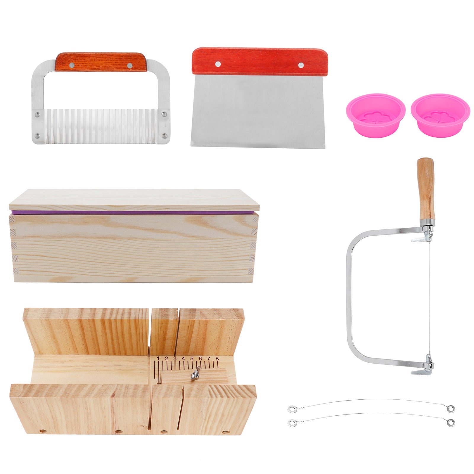 9PCS/Set 1200ml Silicone Soap Molds Kit Wood Bread Cutter DIY Soap Making Cutting Tool