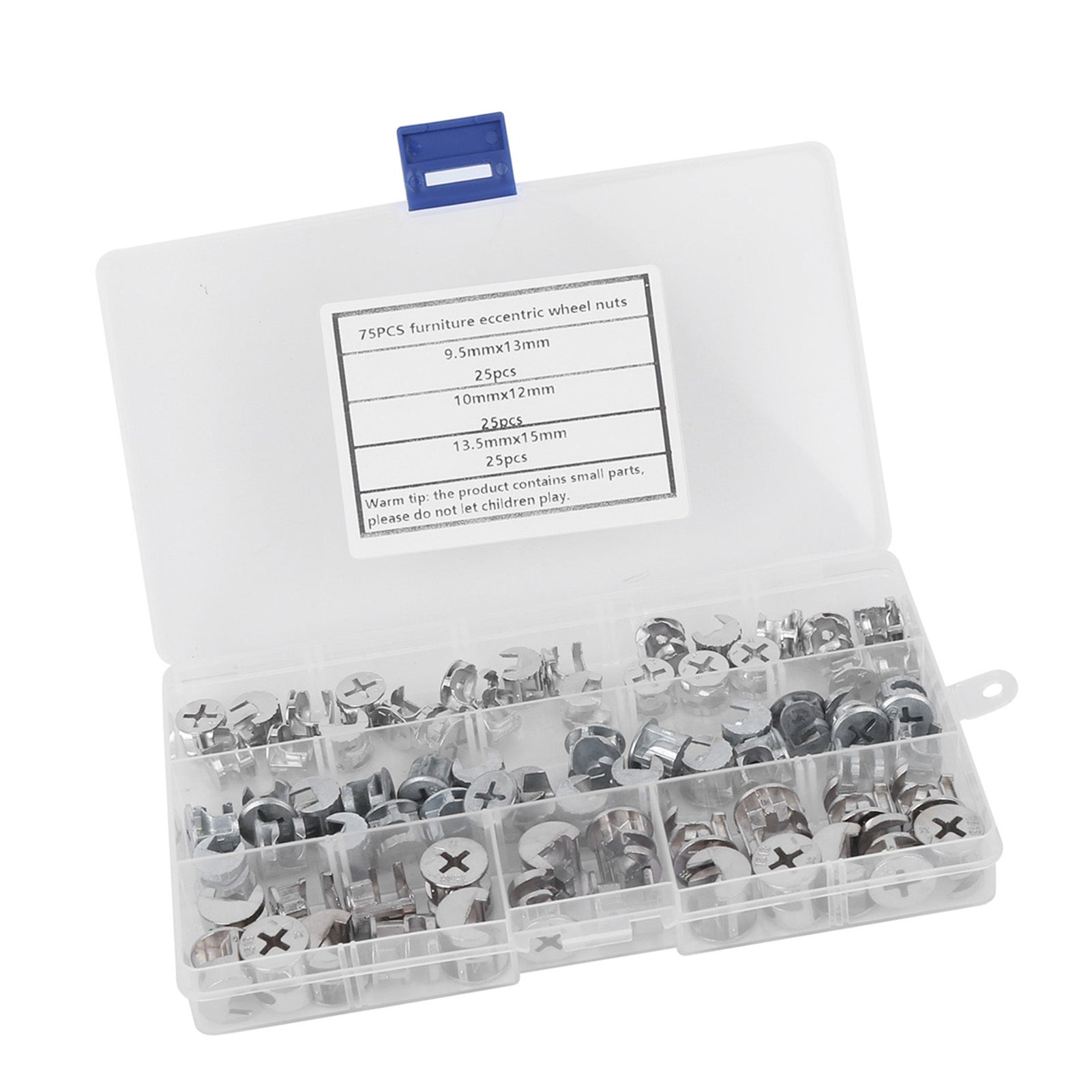 75Pcs Cam Nut & Eccentric Wheel Set – 3-in-1 Furniture Connector Fastener Kit
