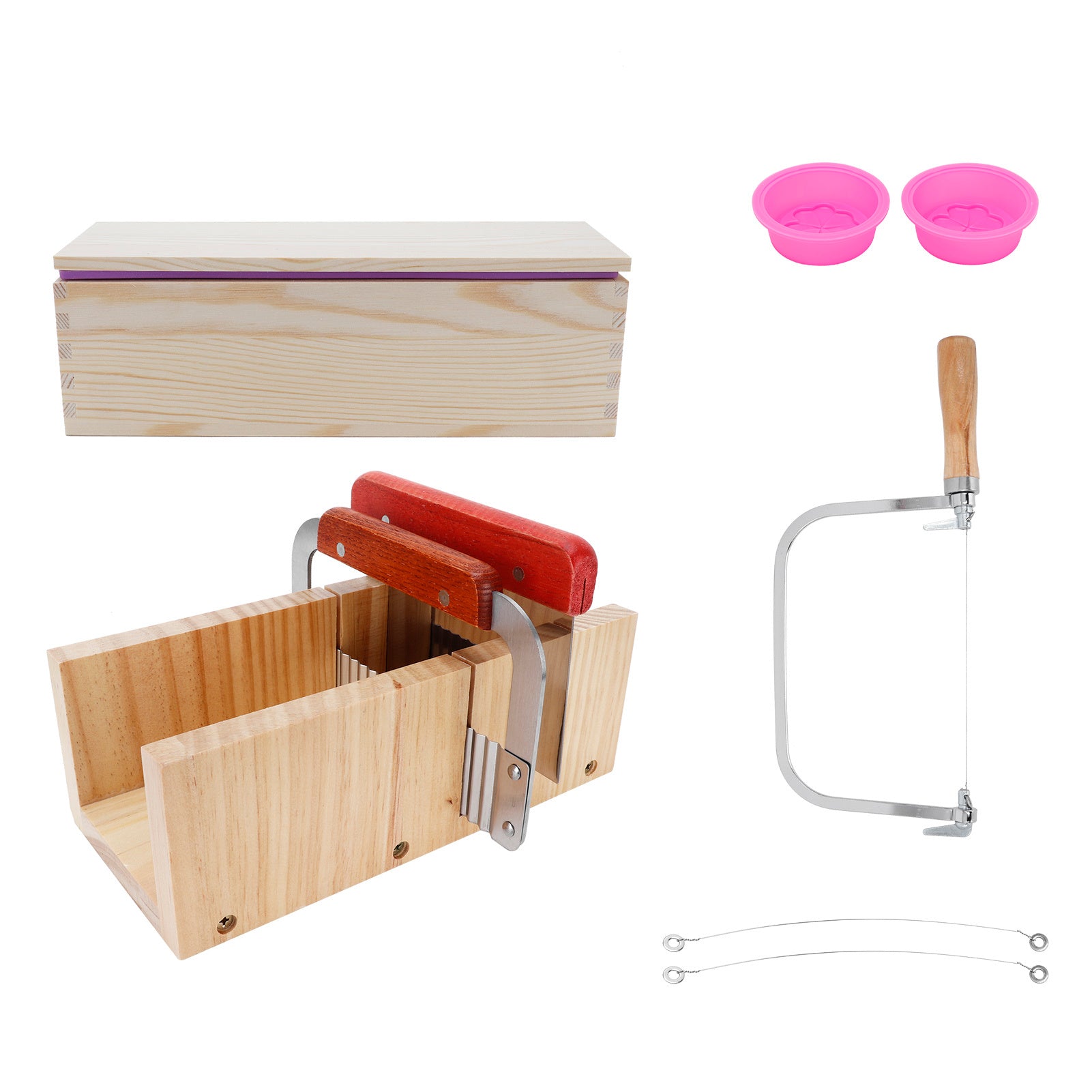 9PCS/Set 1200ml Silicone Soap Molds Kit Wood Bread Cutter DIY Soap Making Cutting Tool
