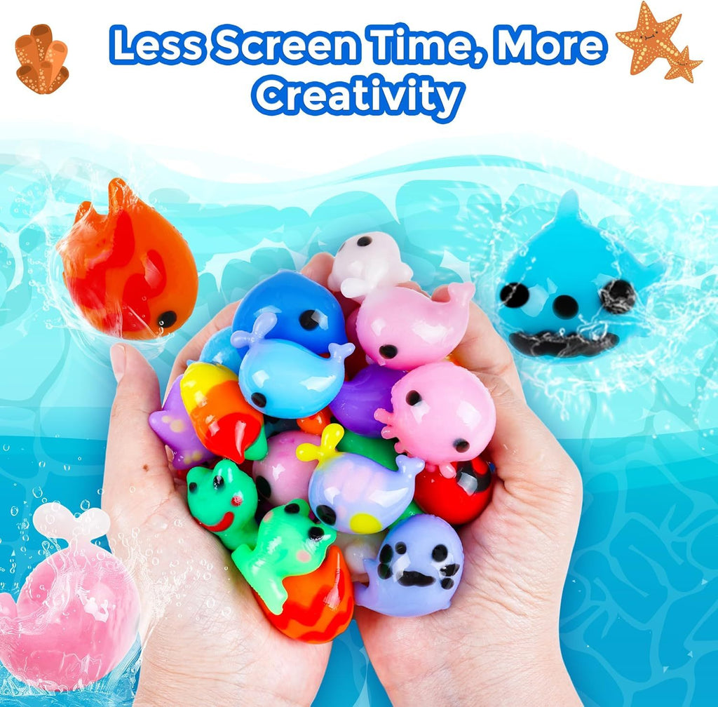 Kids DIY Soft Rubber Pet Craft Kit: 20 Gel Toys & 5 Molds - Creative Sensory Activity Set - Perfect Birthday Party Gift for Children