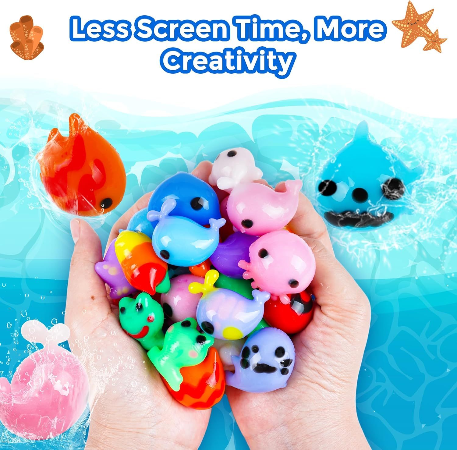 Kids DIY Soft Rubber Pet Craft Kit: 20 Gel Toys & 5 Molds - Creative Sensory Activity Set - Perfect Birthday Party Gift for Children