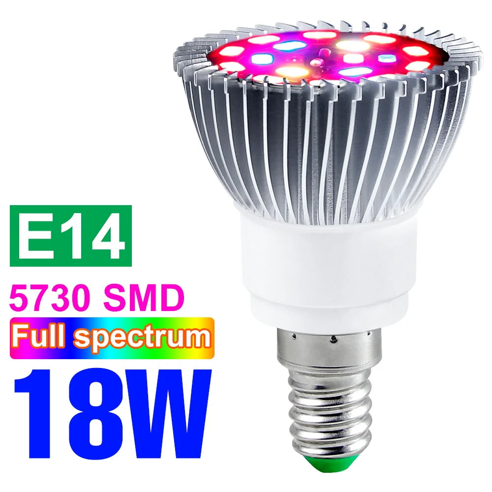 E27 LED Grow Light Bulb E14 Full Spectrum Plant Lamp Indoor Flower Seeds Hydroponics Cultivation Lights For Vegetable Growth Box