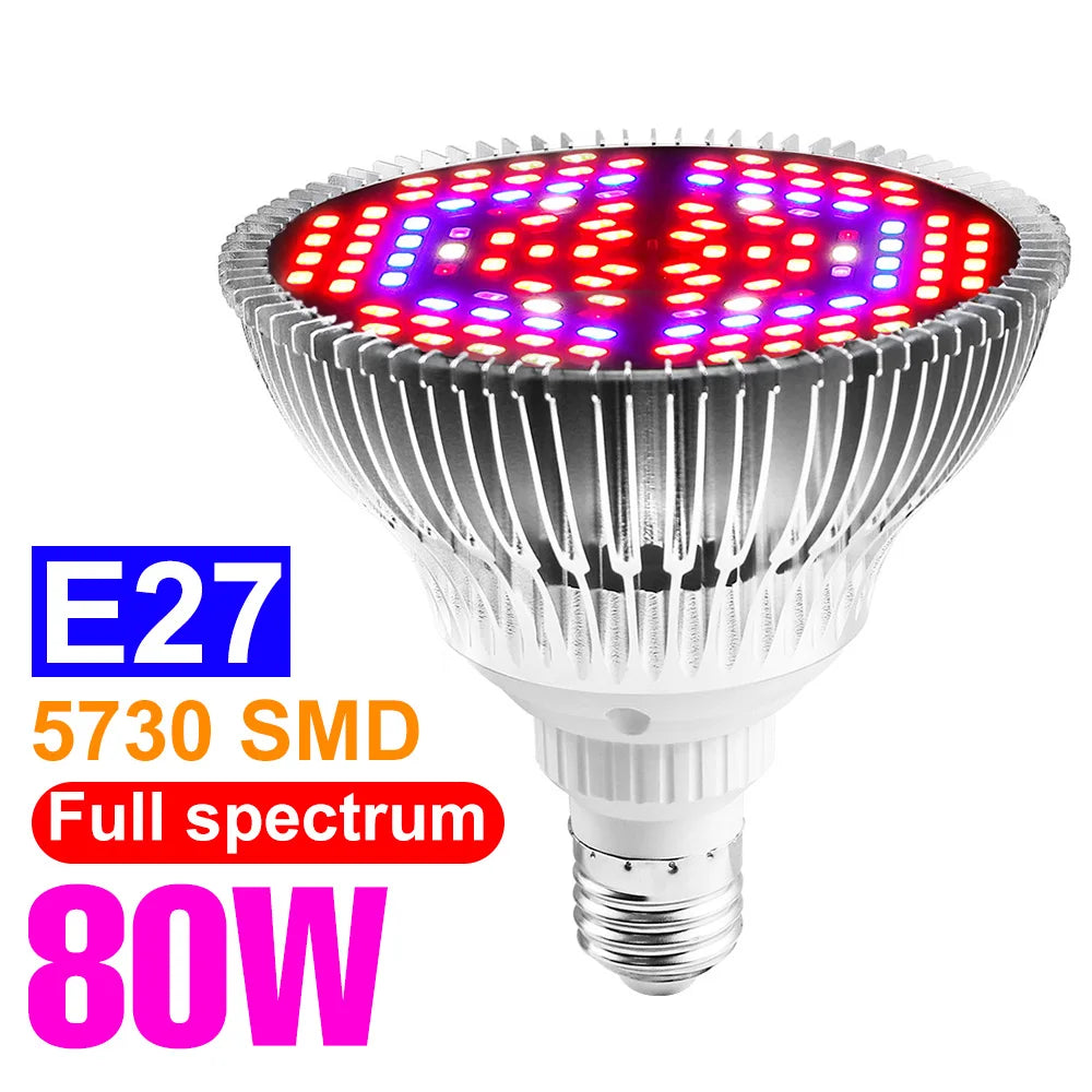 E27 LED Grow Light Bulb E14 Full Spectrum Plant Lamp Indoor Flower Seeds Hydroponics Cultivation Lights For Vegetable Growth Box