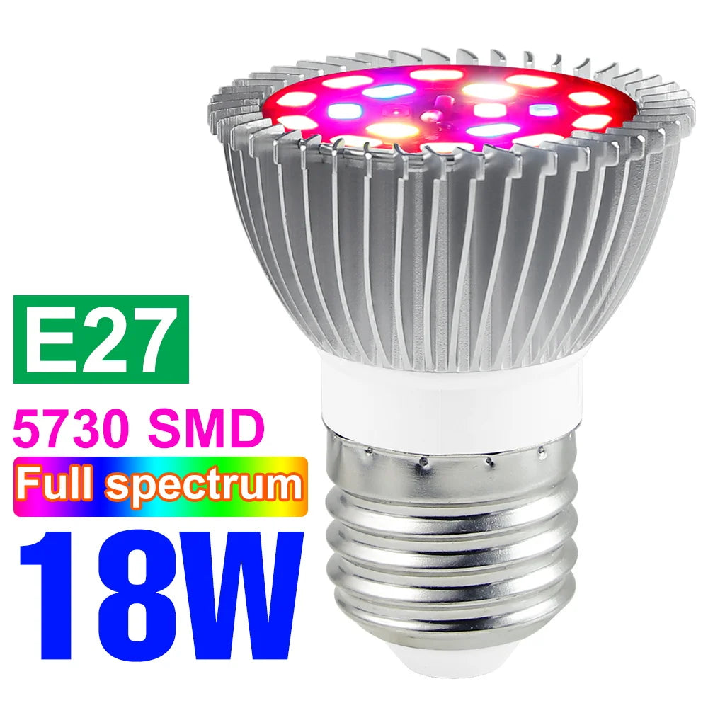 E27 LED Grow Light Bulb E14 Full Spectrum Plant Lamp Indoor Flower Seeds Hydroponics Cultivation Lights For Vegetable Growth Box