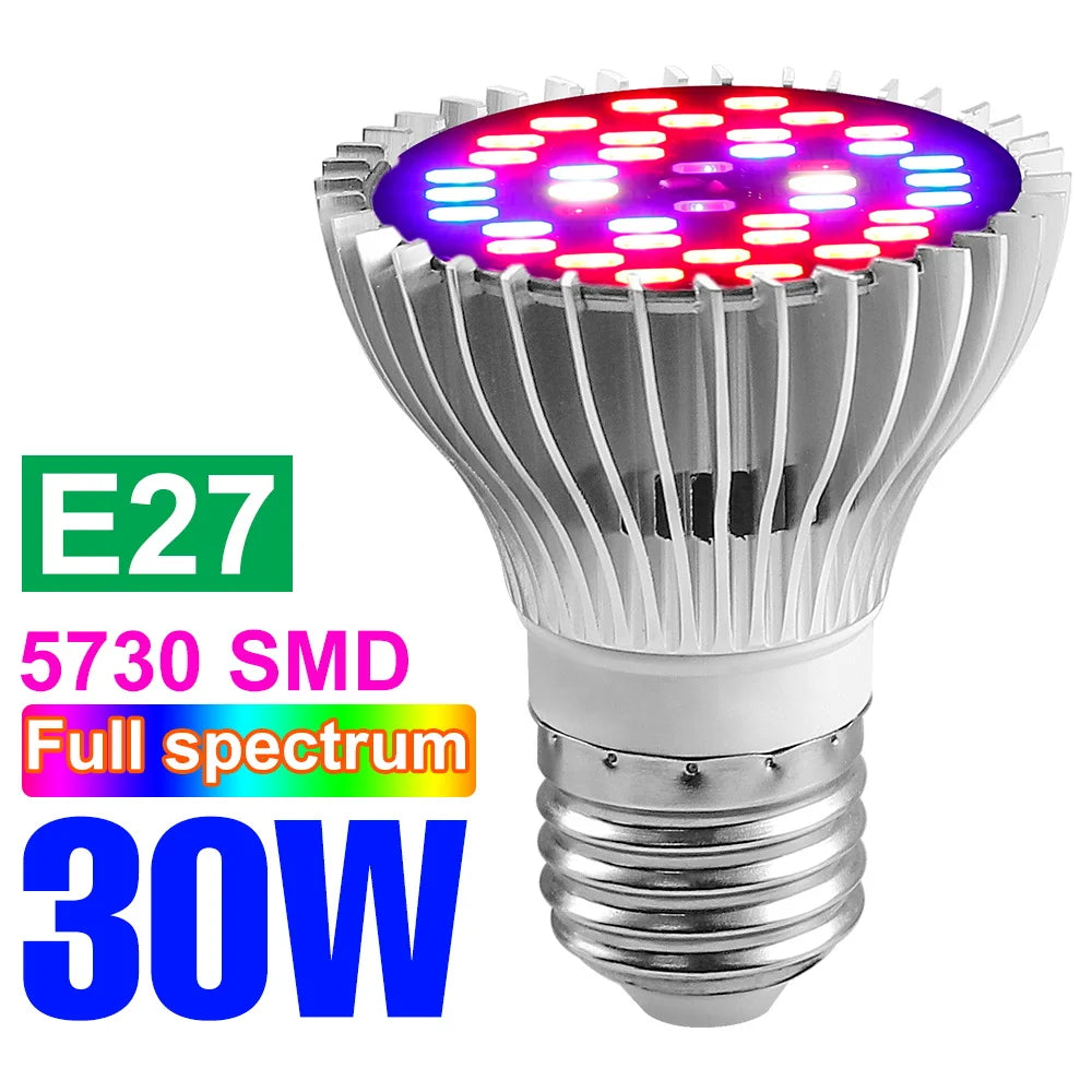 E27 LED Grow Light Bulb E14 Full Spectrum Plant Lamp Indoor Flower Seeds Hydroponics Cultivation Lights For Vegetable Growth Box