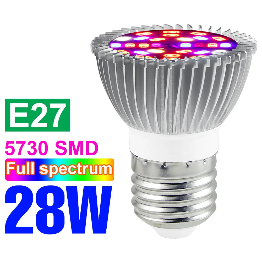 E27 LED Grow Light Bulb E14 Full Spectrum Plant Lamp Indoor Flower Seeds Hydroponics Cultivation Lights For Vegetable Growth Box