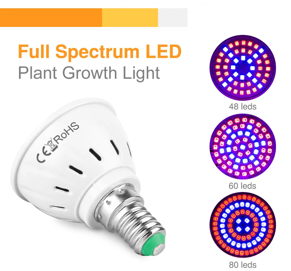 LED Grow Full Spectrum Bulb E27 E14 GU10 MR16 220V Greenhouse Hydroponic Lamp Grow Light For Indoor Plant Phyto Flower Lamp