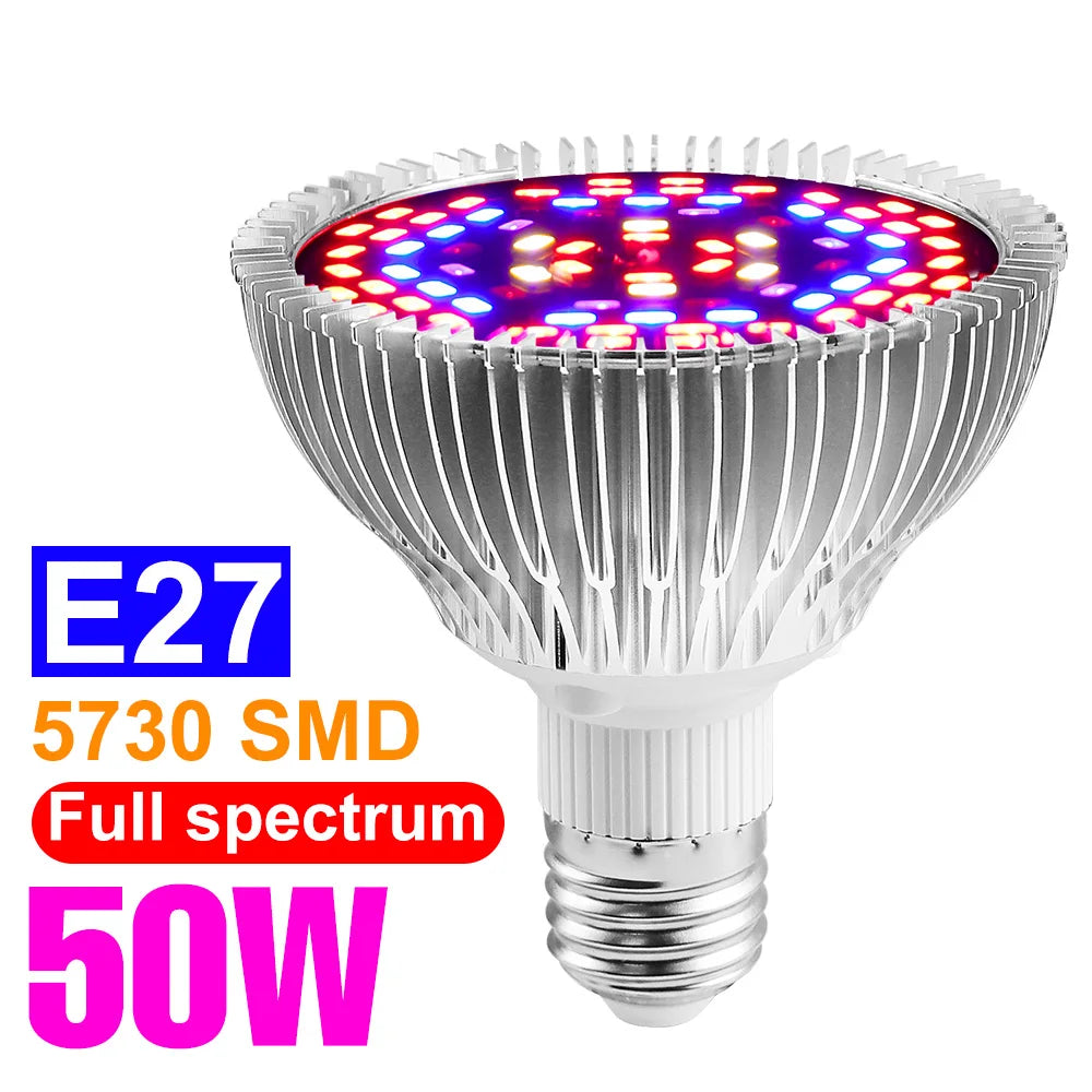 E27 LED Grow Light Bulb E14 Full Spectrum Plant Lamp Indoor Flower Seeds Hydroponics Cultivation Lights For Vegetable Growth Box