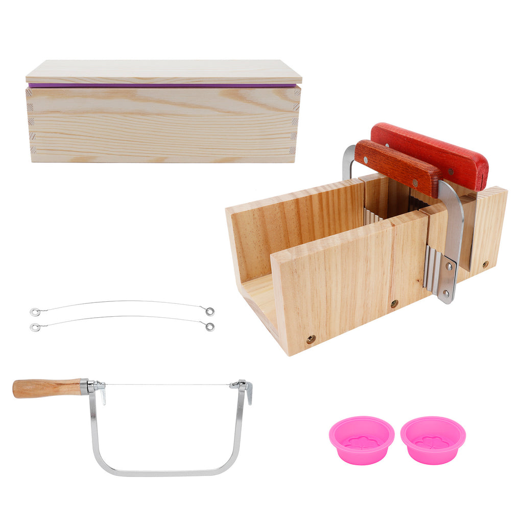 9PCS/Set 1200ml Silicone Soap Molds Kit Wood Bread Cutter DIY Soap Making Cutting Tool