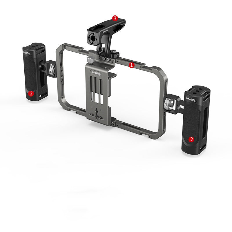 Two-Handed Rabbit Cage Kit – Stabilizer for Video Shooting, Vlogging & Filmmaking, with microphone, light and tripod