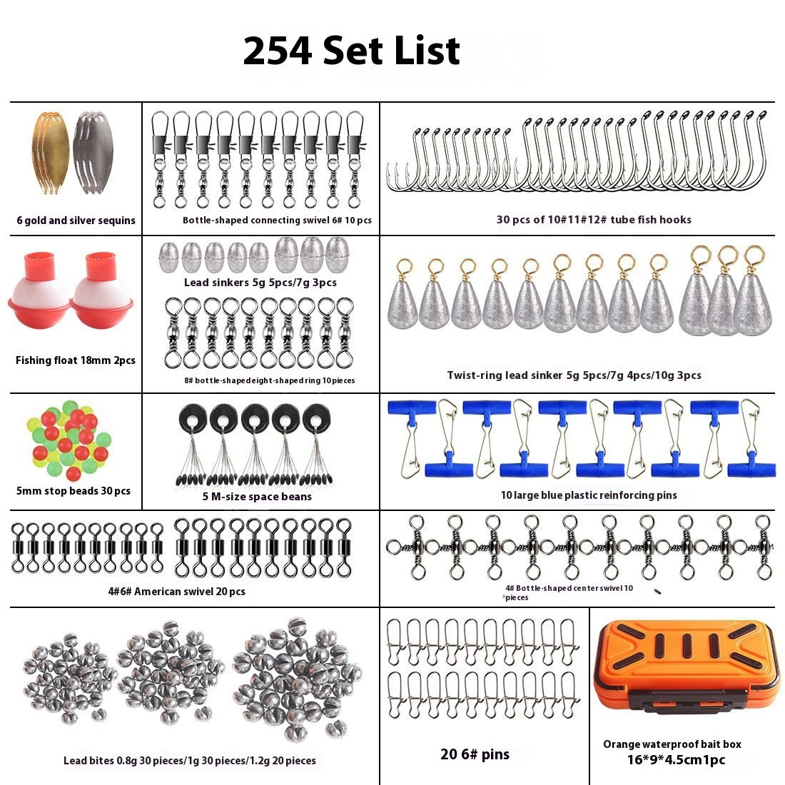 254pcs Fishing Tackle Set – Durable Waterproof Box