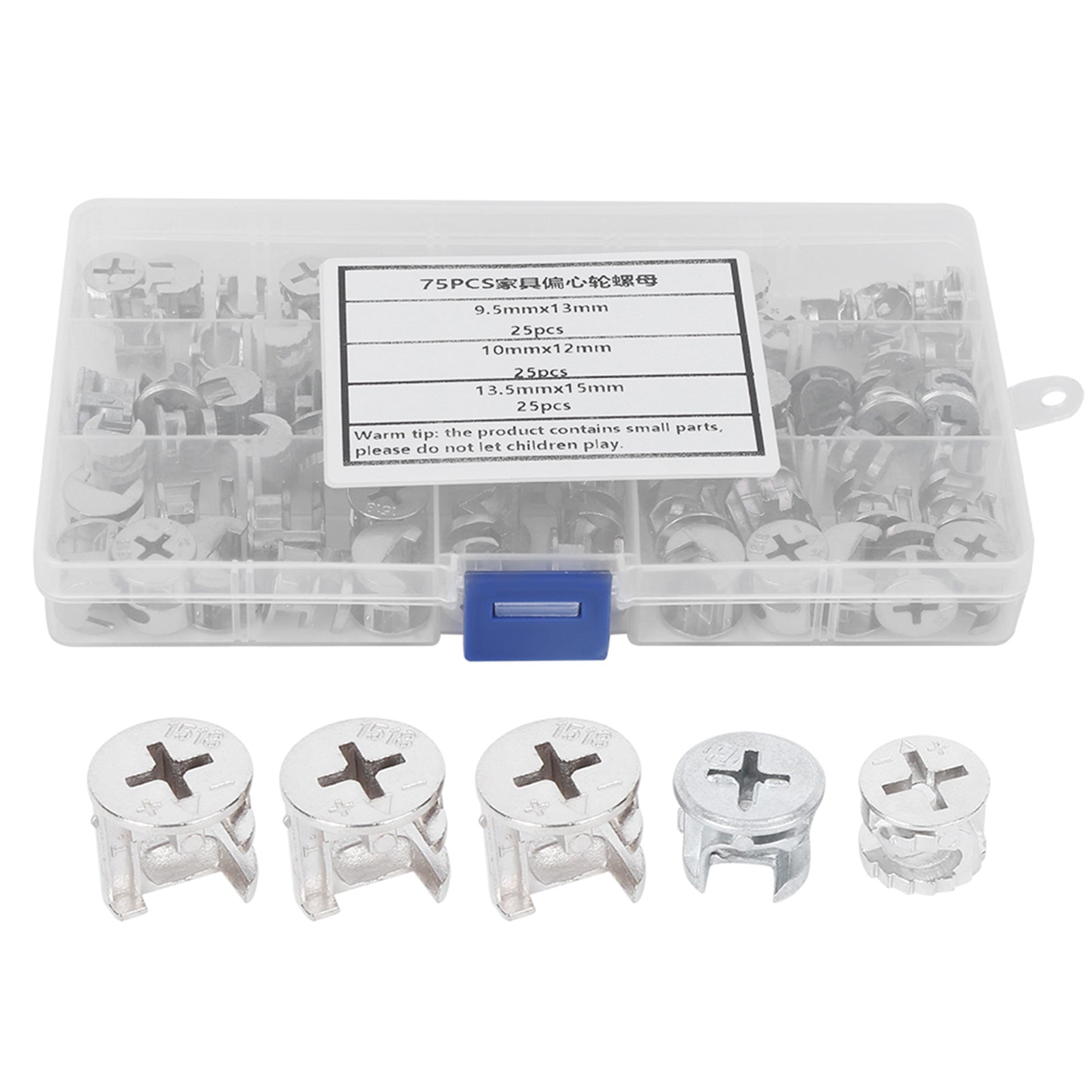75Pcs Cam Nut & Eccentric Wheel Set – 3-in-1 Furniture Connector Fastener Kit