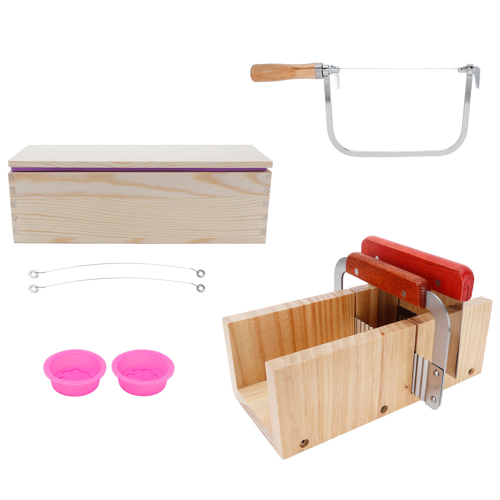 9PCS/Set 1200ml Silicone Soap Molds Kit Wood Bread Cutter DIY Soap Making Cutting Tool