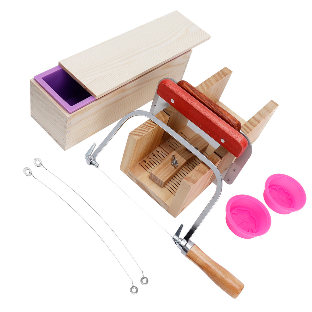 9PCS/Set 1200ml Silicone Soap Molds Kit Wood Bread Cutter DIY Soap Making Cutting Tool