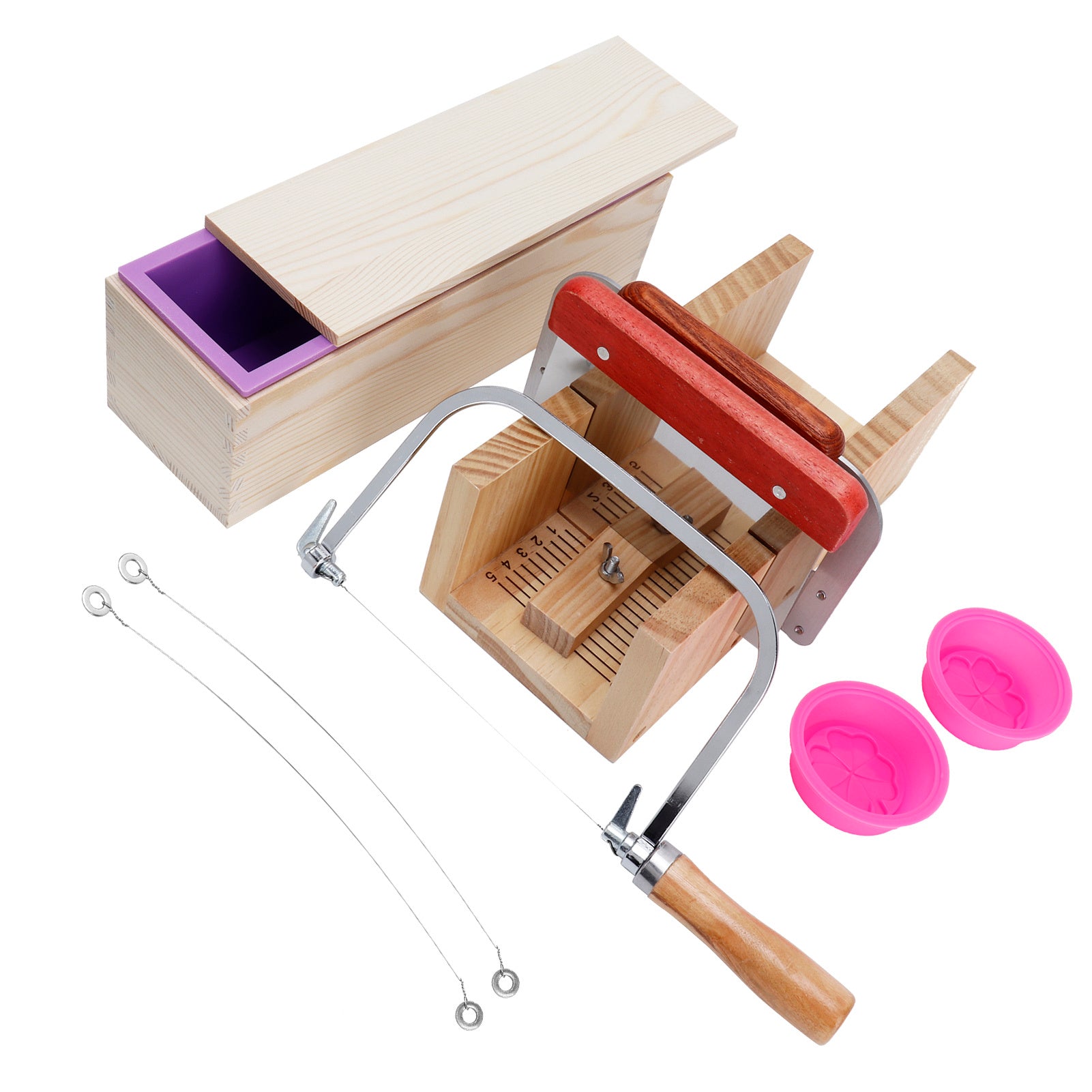 9PCS/Set 1200ml Silicone Soap Molds Kit Wood Bread Cutter DIY Soap Making Cutting Tool